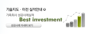 기술지도·이전 실적안내 : 가족회사 성공사례실적Best investment [성공사례 자세히 보기]